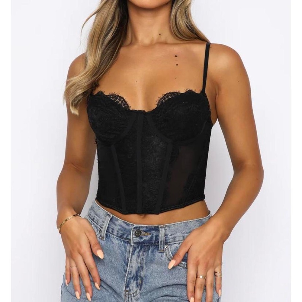 White Fox black corset top